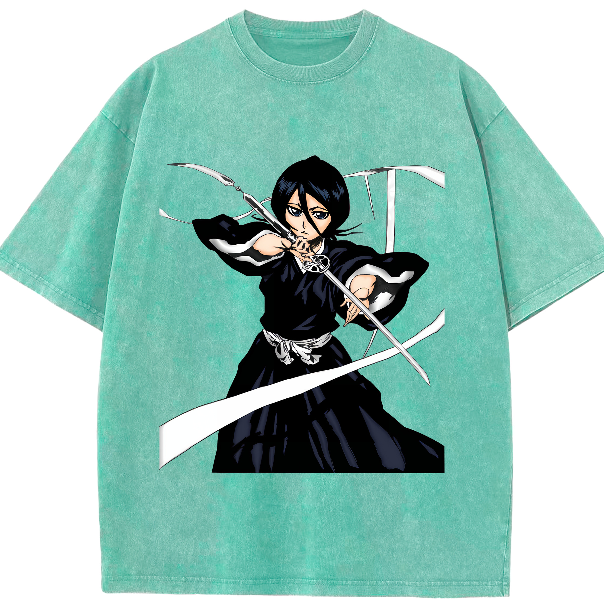 （画像用） ブリーチ 朽木ルキア BLEACH Kuchiki Rukia 綿100% ヴィンテージ風 半袖Tシャツ（フロントプリント）